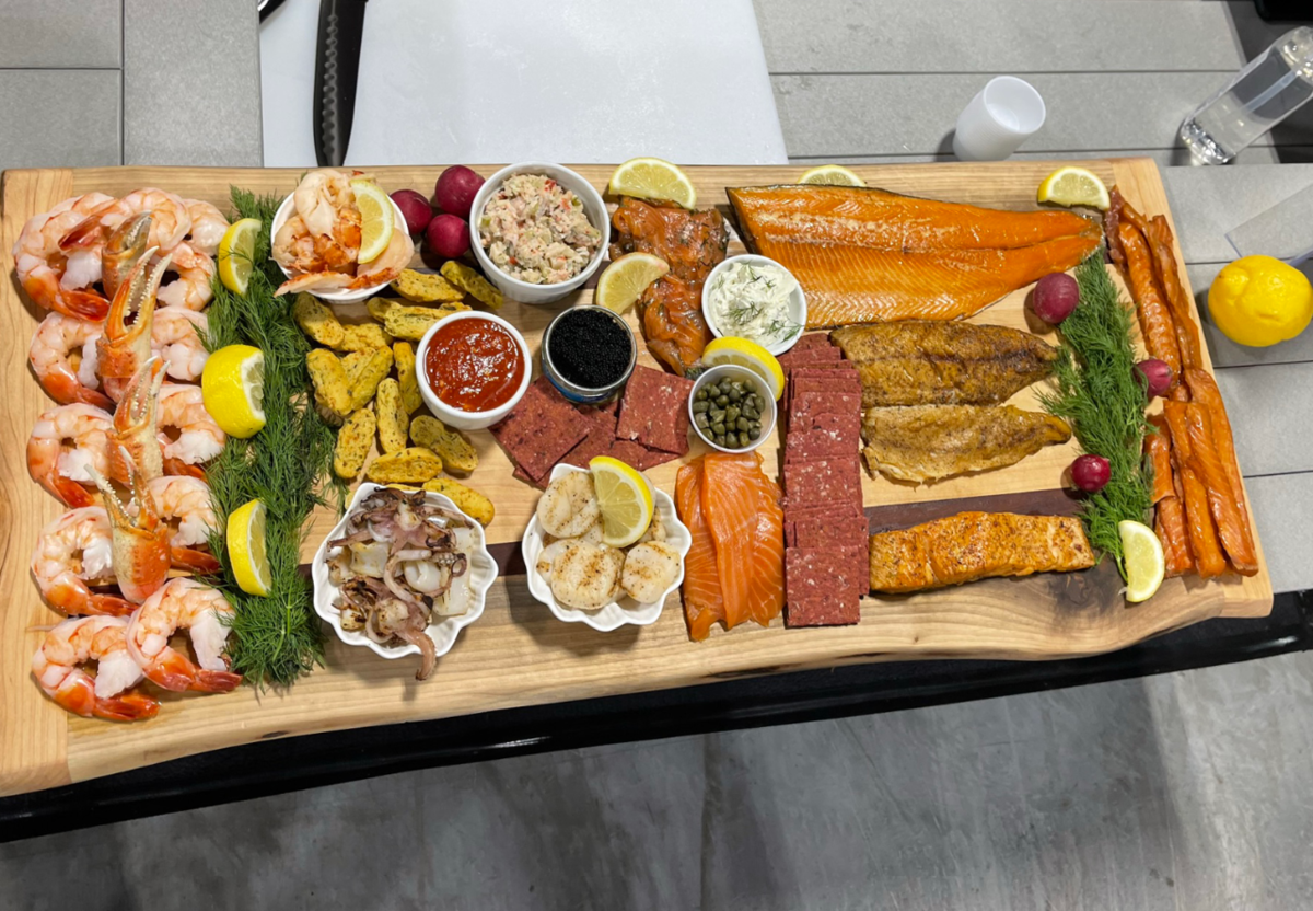 Seacouterie Board - Fresh seafood on a wooden board